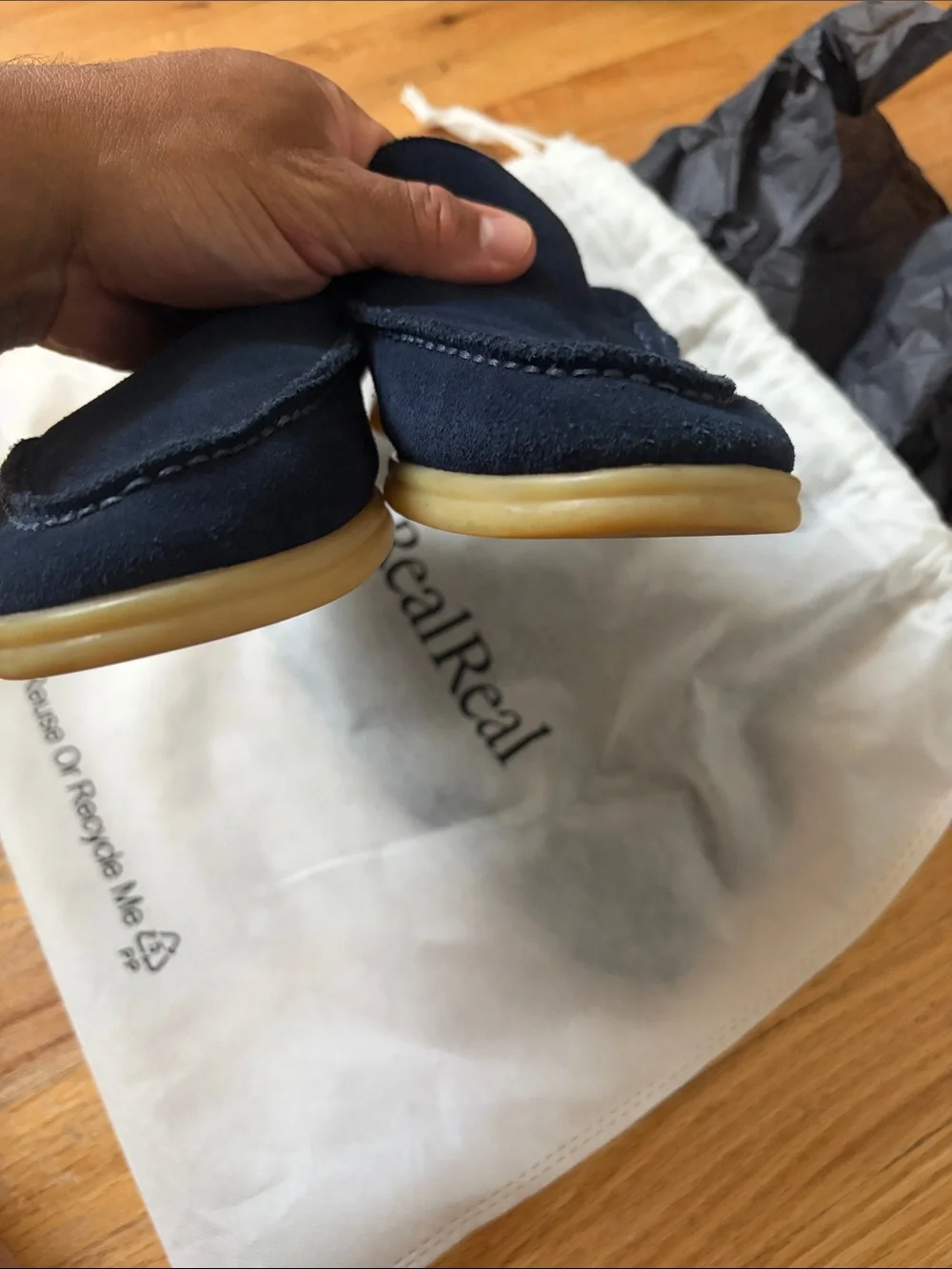 loro piana summer walk mens navy suede loafers made in italy sz 42 need repair
